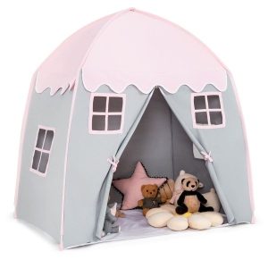 Domek namiot dla dzieci do zabawy szaro-różowy