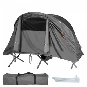 Przenośny namiot kempingowy z automatycznie nadmuchiwanym materacem