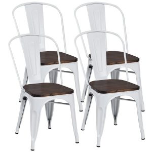 Krzesła metalowe z oparciem w stylu industrialnym 4 szt.