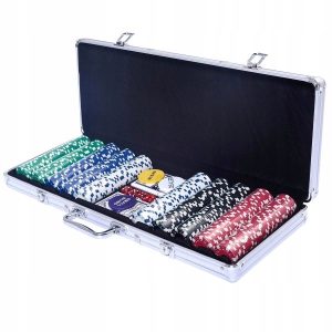 Zestaw do pokera 500 żetonów mata karty walizka