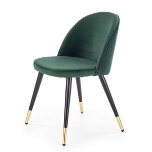 Krzesło tapicerowane. K315 ciemny zielony, nóżki czarne, detale złote