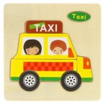 Układanka edukacyjna drewniana puzzle 7el. Taxi