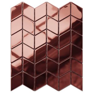 MOZAIKA SZKLANA CHEVRON ROMB COPPER ROSE METALIC