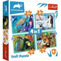 Puzzle 4w1 Tajemniczy świat zwierząt. Trefl