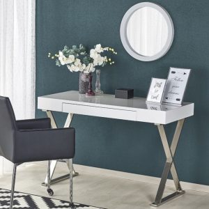 Białe biurko. B31, 120 cm, w stylu glamour