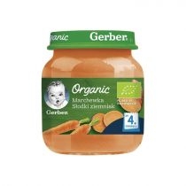 Gerber. Organic. Obiadek marchewka słodki ziemniak dla niemowląt po 4 miesiącu 125 g. Bio