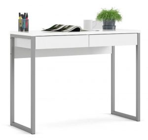 Białe biurko. Function, 2 szuflady, 102x40 cm, wysoki połysk