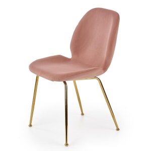 Krzesło tapicerowane. K381 różowe, nóżki złote
