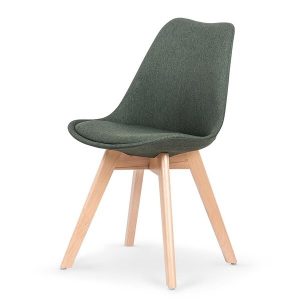 Krzesło tapicerowane. K303 ciemny zielony, nóżki lite drewno bukowe