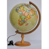 Globus polityczny podświetlany drewniana stopka 32 cm