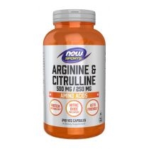 Now. Foods. L-Arginine 500 mg + L-Citrulline 250 mg. Suplement diety 240 kaps.