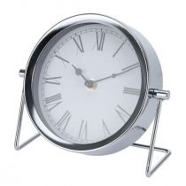 Zegar stołowy, okrągły, metalowy nym designie o wymiarach: 16,5x18x7 cm