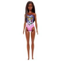 Lalka. Barbie plażowa w fioletowo-różowym kostiumie. HDC48 Mattel