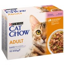 Purina. Cat. Chow. Adult. Karma dla kotów z łososiem i zieloną fasolką w galaretce 10 x 85 g[=]