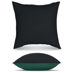 Poszewka bawełniana na poduszkę czarno butelkowo-zielona 40x40