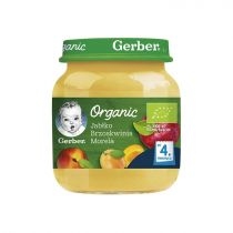 Gerber. Organic. Deserek jabłko brzoskwinia morela dla niemowląt po 4 miesiącu 125 g. Bio