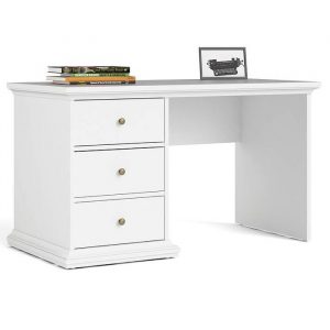 Romantyczna biurko. Paris 130 x 62 x 74 cm, 3 szuflady, biały mat