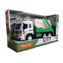Polesie 86198 "City" samochód inercyjny do przewozu kontenerów zielony (ze światłem i dźwiękiem) w pudełku