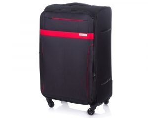 Duża walizka miękka. L Solier. STL1316 czarno-czerwona