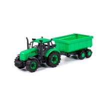 Polesie 91284 Traktor "Progres" inercyjny z przyczepą zielony w pudełku