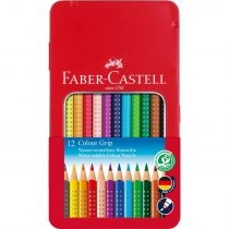 Faber-Castell. Kredki ołówkowe. Grip 2001 w metalowym opakowaniu 12 kolorów