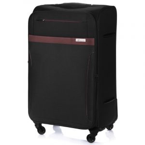 Duża walizka miękka. XL Solier. STL1316 czarno-brązowa