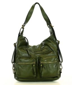 MARCO MAZZINI Miejska torebka plecak skórzana convertible leather bag zielony