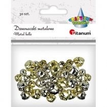 Titanum. Dzwoneczki metalowe 8/10/12mm złote, srebrne 30 szt.