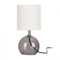 H&S Decoration. Lampa stojąca biała ze szklaną podstawą