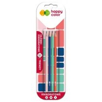 Happy. Color. Ołówek kwadratowy. TRENDY, drewniany, HB, 4 sztuki