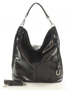 Torebka skórzana ponadczasowy design worek na ramię XL hobo leather bag - MARCO MAZZINI czarna