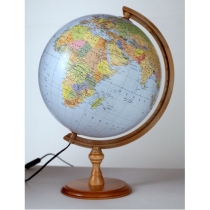 Globus polityczno fizyczny podświetlany drewniana stopka 32 cm