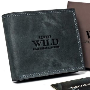 Poziomy, składany portfel męski z zewnętrzną kieszonką na kartę - Always. Wild