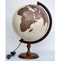 Globus antyczny podświetlany drewniana stopka 32 cm