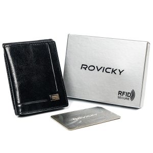 Skórzany męski portfel. Rovicky. CPR-034-BAR RFID