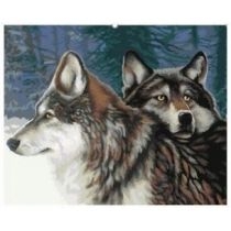 Diamentowa mozaika wilki dwa w zimowym lesie. NO-1008528