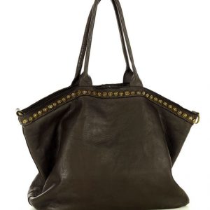 Duża torebka skórzana oversize style shopper bag - MARCO MAZZINI ciemny brąz caffe