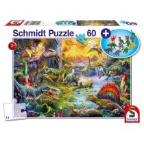 Puzzle 60 el. Dinozaury + zestaw figurek. Schleich