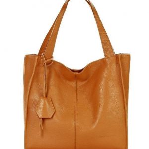 Modna torebka damska skórzany shopper bag - MARCO MAZZINI Portofino. Max camel