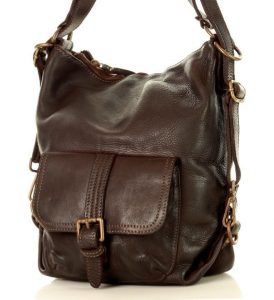 Torba skórzana dla wymagających z opcją plecak old school leather bag - MARCO MAZZINI ciemny brąz caffe