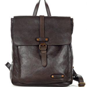 MARCO MAZZINI Miejski plecak skórzany w stylu old look handmade leather ciemny brąz caffe