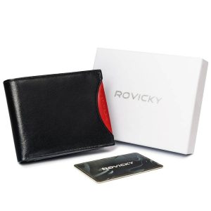 Skórzany męski portfel. Rovicky 1544-03-BOR RFID