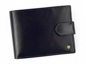 Klasyczny skórzany portfel męski z zapięciem. RFID - Rovicky