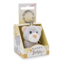 NICI 48122 Brelok pluszowy na klucze. Kot 6cm "Happy. Birthday" w pudełku prezentowym