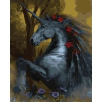 Malowanie po numerach. Czarny koń 40 x 50 cm