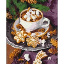 Malowanie po numerach. Aromatyczne kakao ze śniegiem  40 x 50 cm