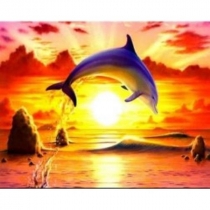 Norimpex. Malowanie po numerach. Delfin na tle zachodu słońca 40 x 50 cm