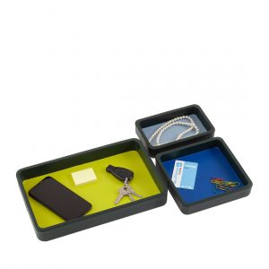 DUDU Skórzany organizer na tacę w 3 elementach do przechowywania, zaprojektowany na biurko w domu, przechwytuje wszystkie portfele, klucze, monety, smartfony
