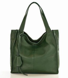 Modna torebka damska skórzany shopper bag - MARCO MAZZINI Portofino. Max ciemny zielony