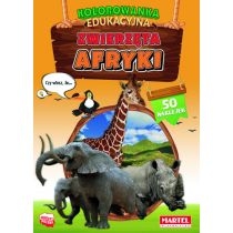 Zwierzęta. Afryki z naklejkami. Kolorowanka edu.
